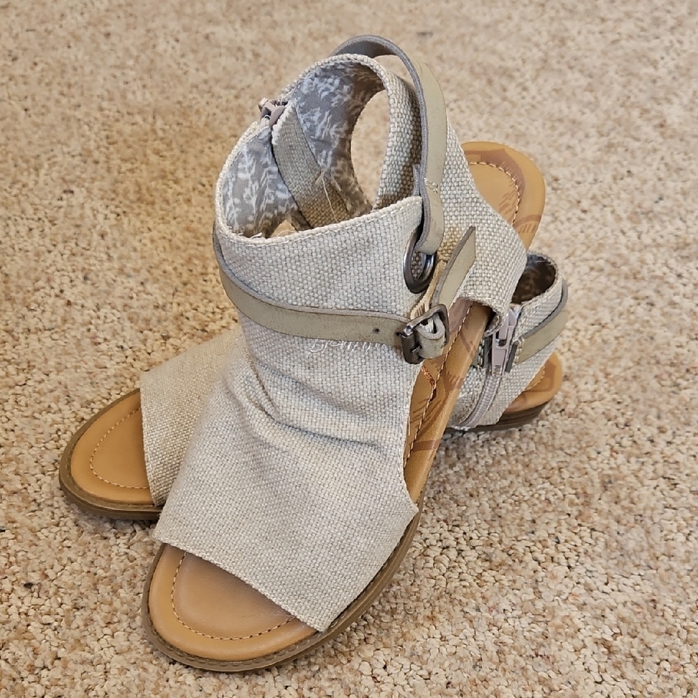 Blowfish Cream Malibu Sandals with Ankle Wrap and Adjustable Strap